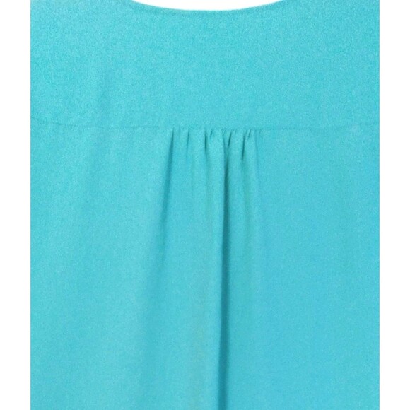 Alfani Blouse Women's L Foam Green Roll Tab Sleeve V Neck Lightweight Cruise - Picture 6 of 9